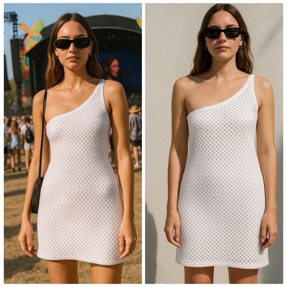 Opening Ceremony Dresses & Skirts - Opening Ceremony White Mesh One Shoulder Bodycon Mini Dress Party Size Small